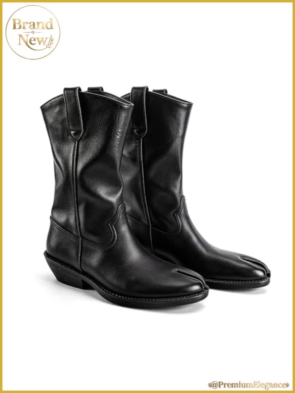 Women's Tabi Foldable Mid Calf Boots Slouch or Straight Stacked Heel